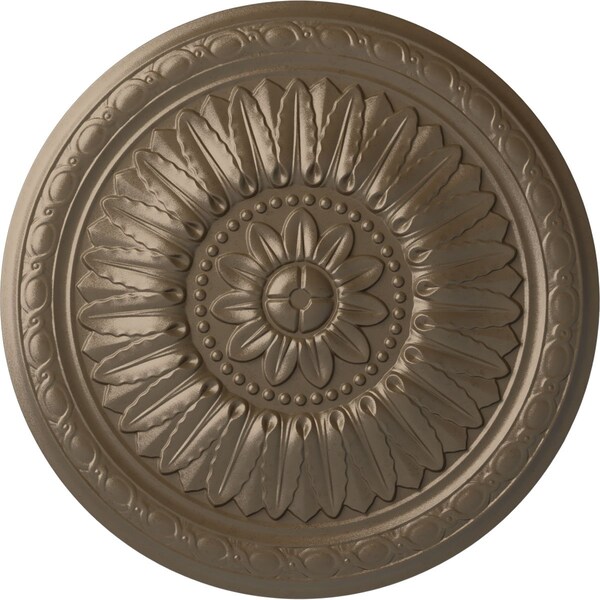 Ekena Millwork Temple Ceiling Medallion (Fits Canopies up to 9 1/4"), Hand-Painted Warm Silver, 24"OD x 1 5/8"P CM24TEWSS - main